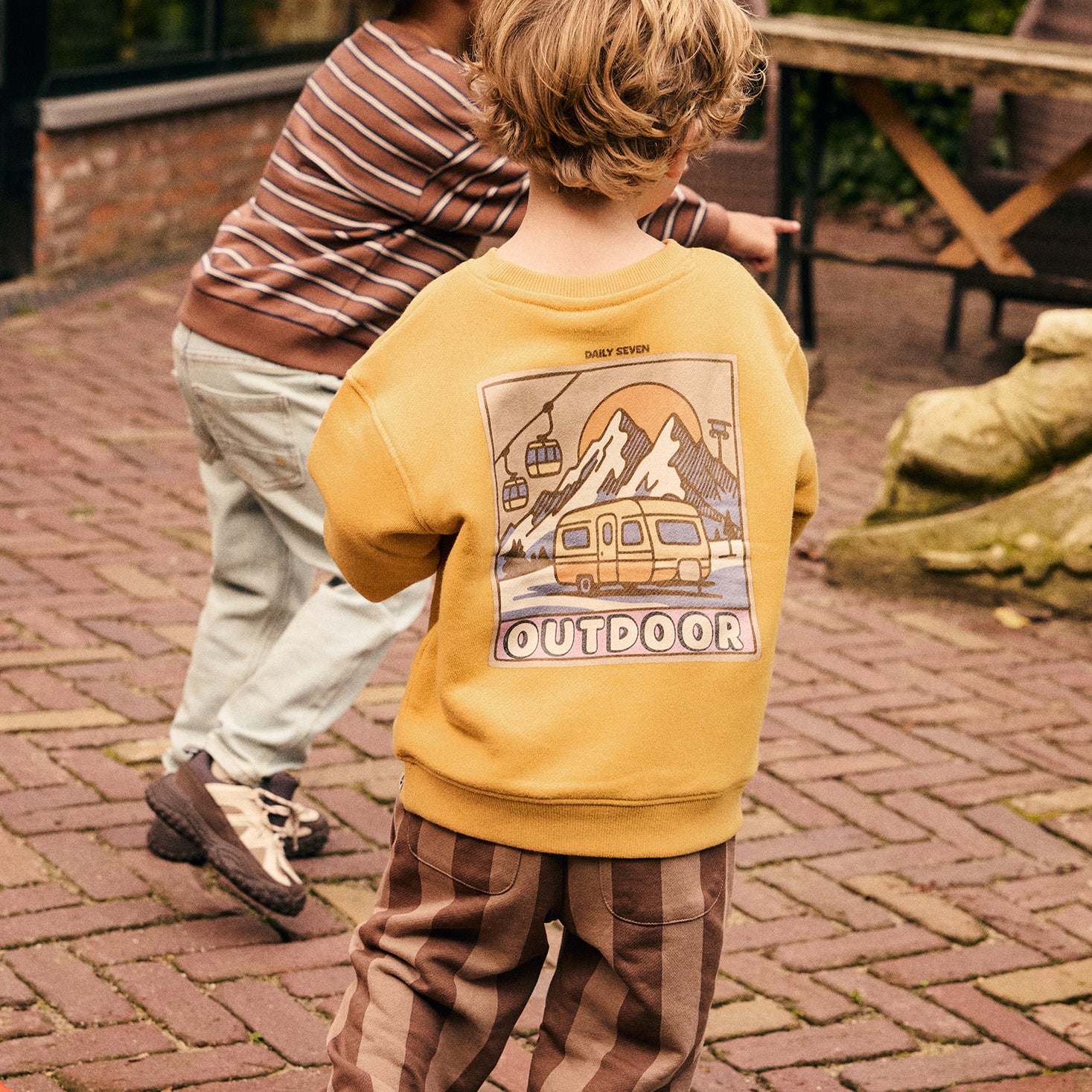 Trousers Wide Fit Stripe - Almond Brown