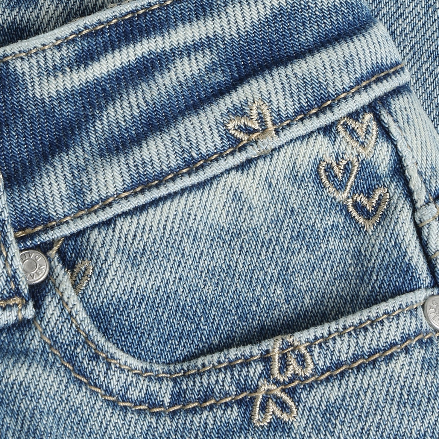 Jeans Mom Fit Embroidery - Used Medium Denim