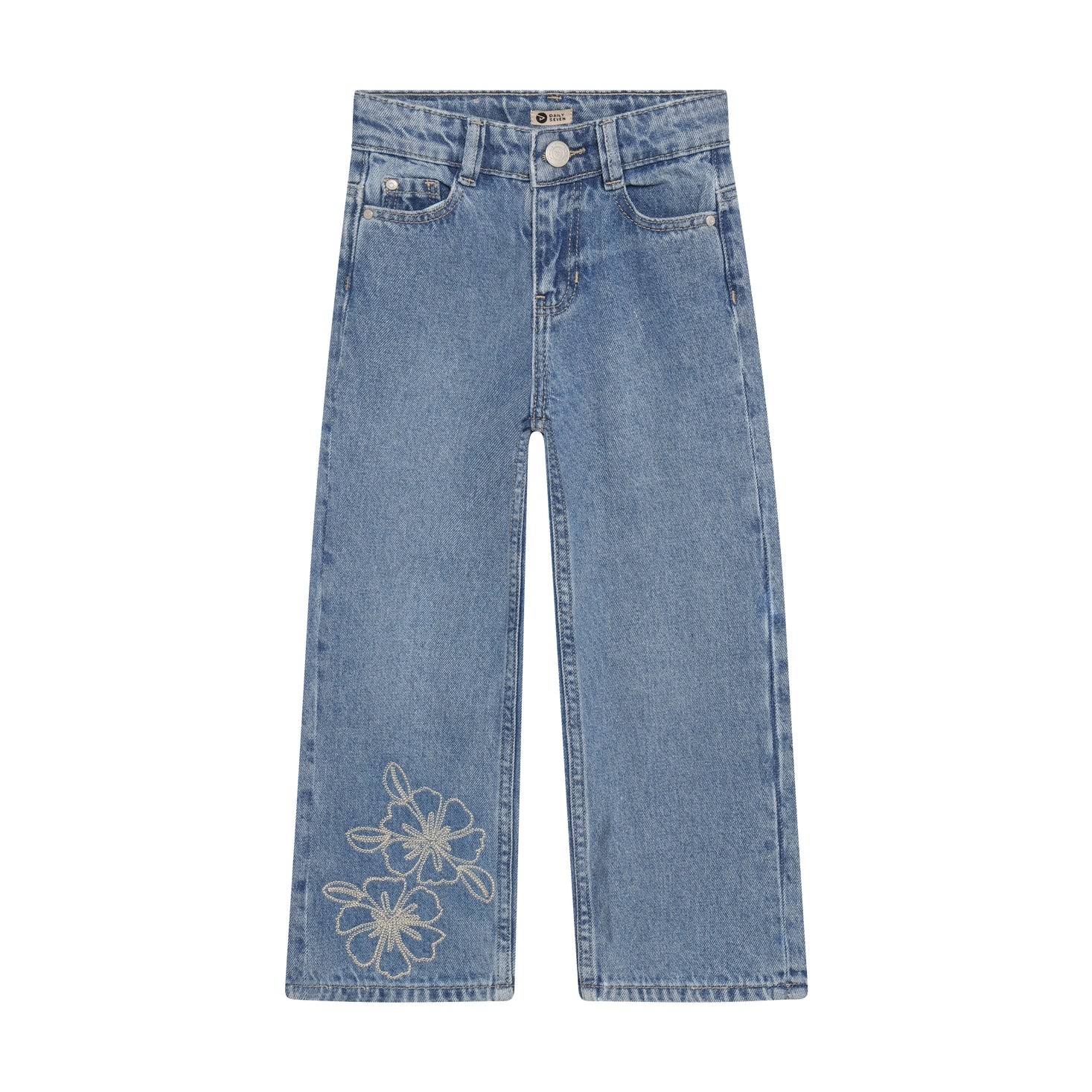 Jeans Wide Fit Embroidery - Blue Denim