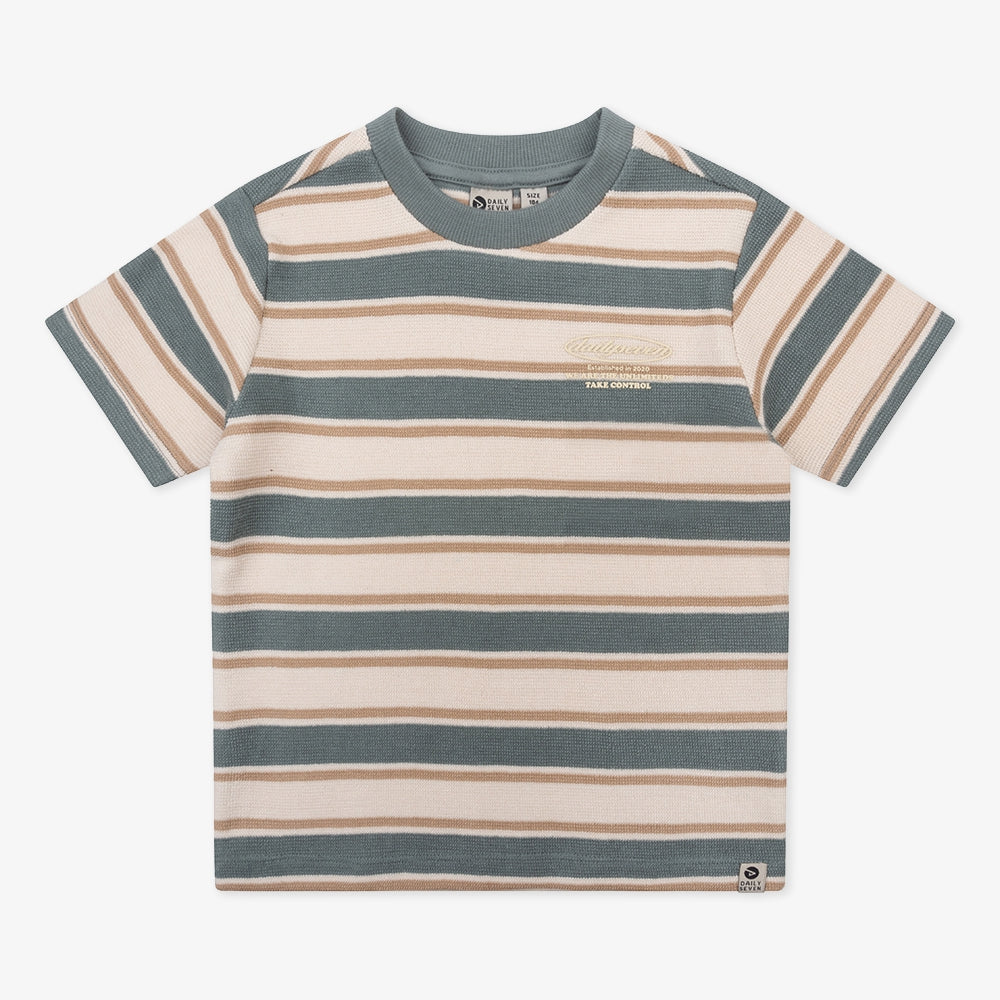 Organic T-Shirt Retro Stripe | Stone Green