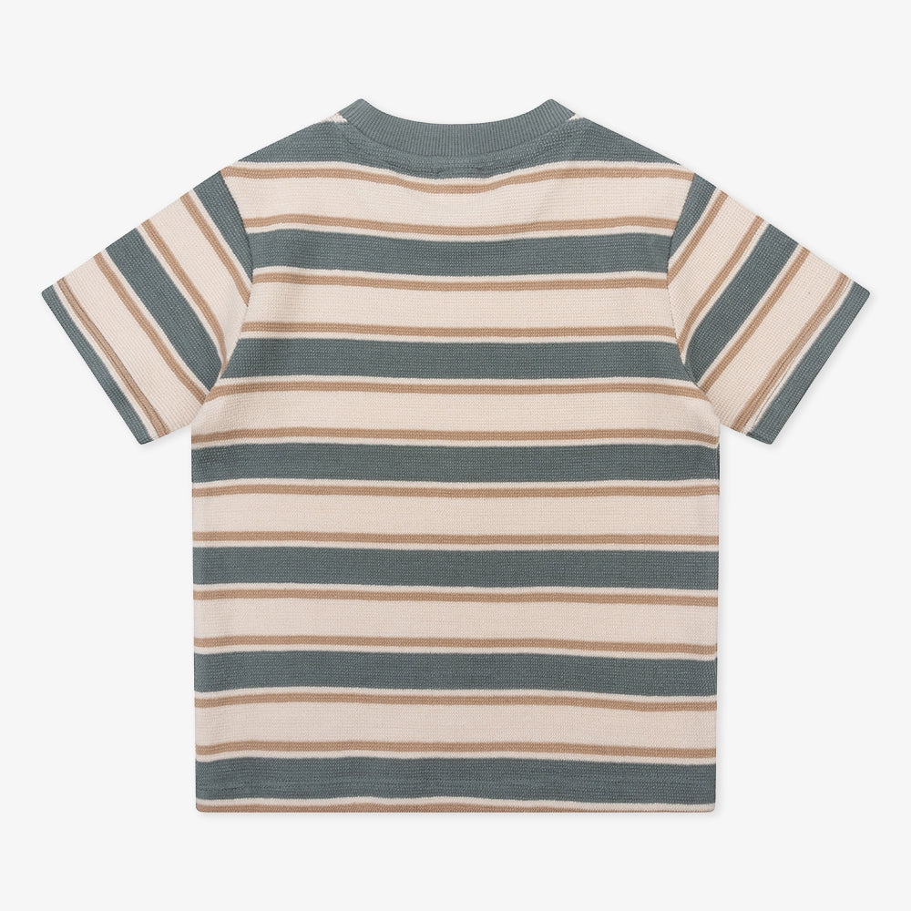 Organic T-Shirt Retro Stripe | Stone Green