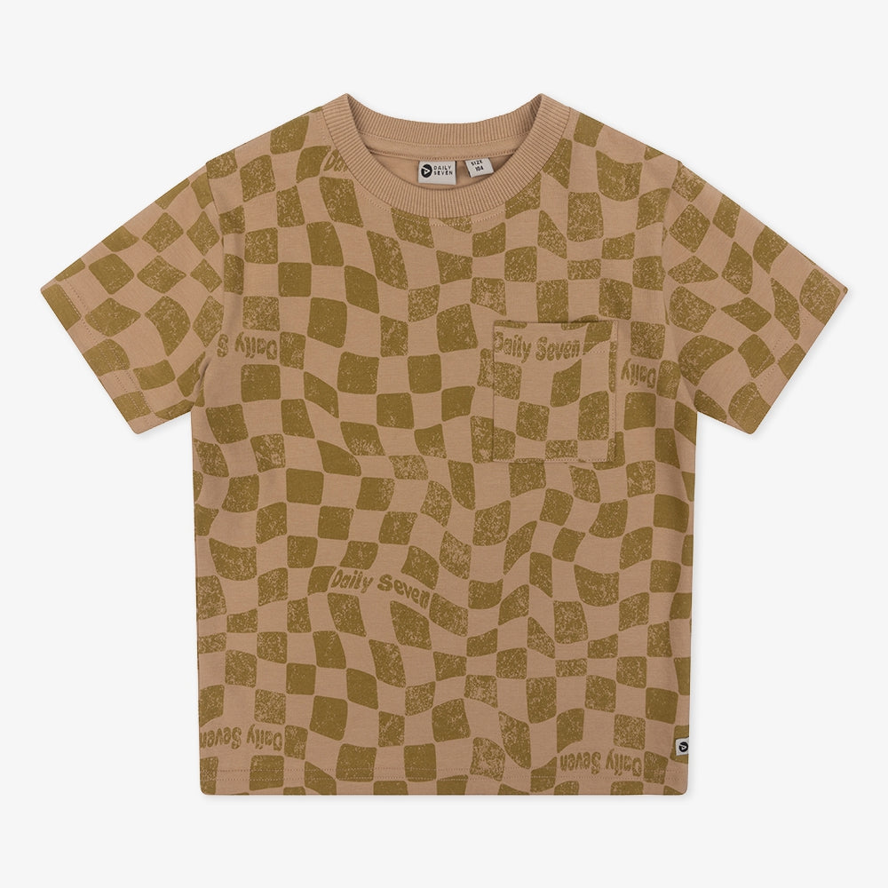 Organic T-Shirt Printed Square | Camel sand