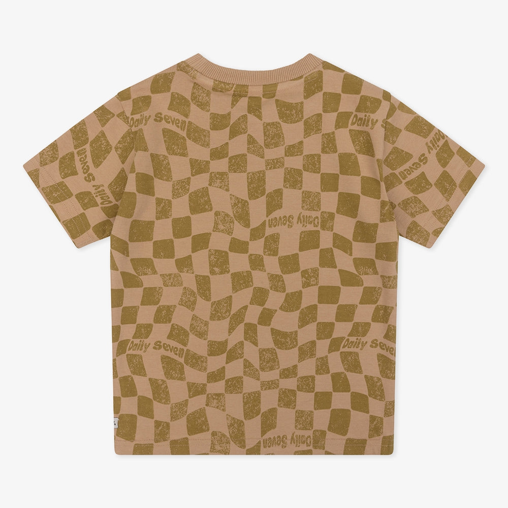 Organic T-Shirt Printed Square | Camel sand