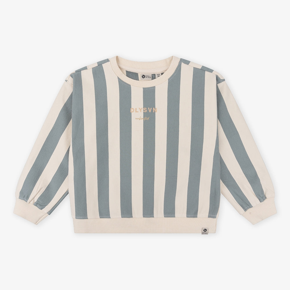 Organic Sweater Oversized Stripe | Stone Green