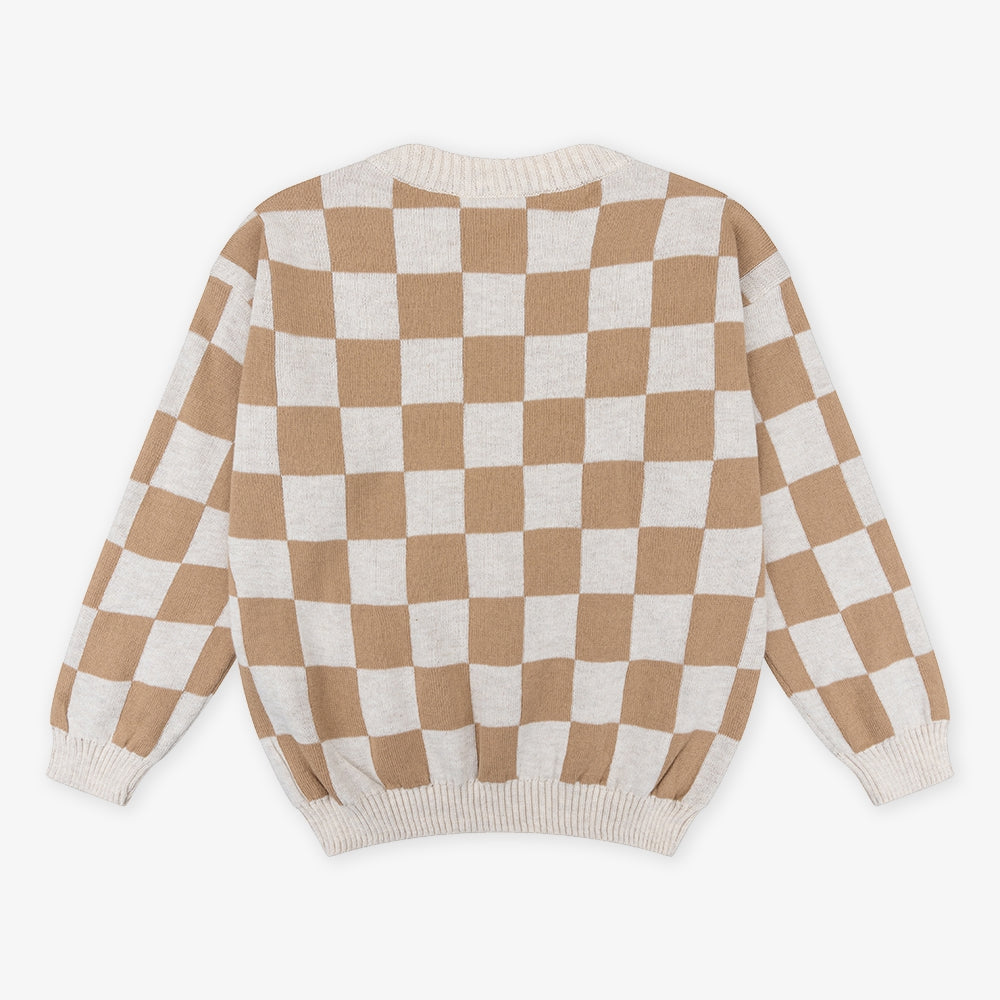 Knitted Sweater Check | Camel sand