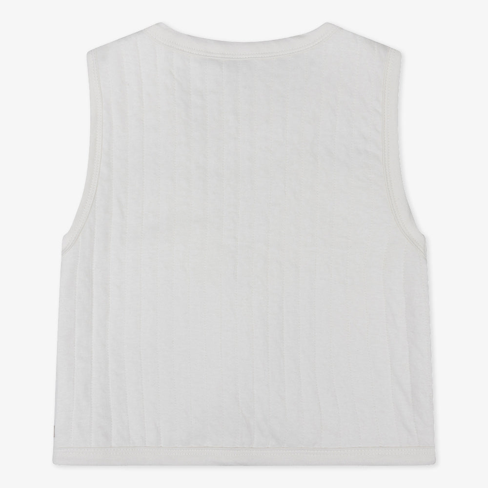 Organic Padded Embroidery Gilet | Off White