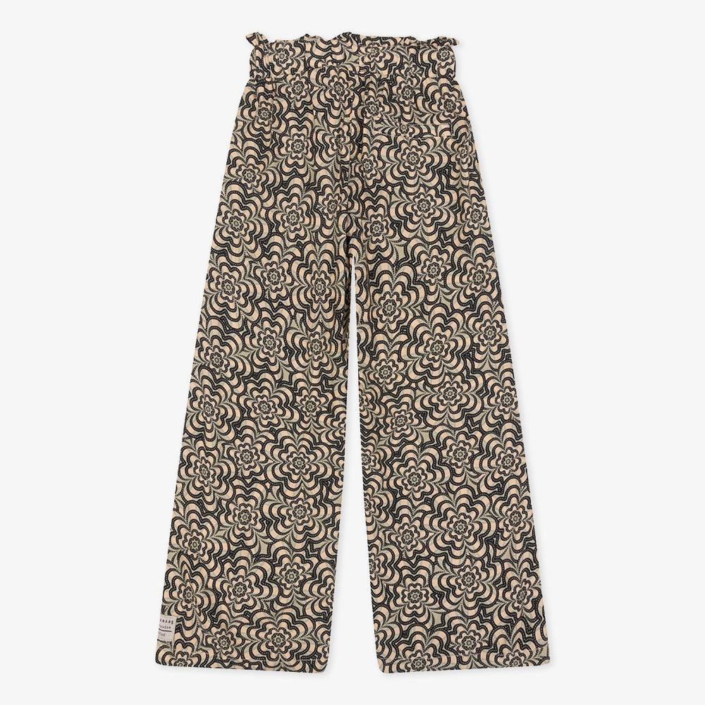Wide Flower Paperbag Pants | Camel sand