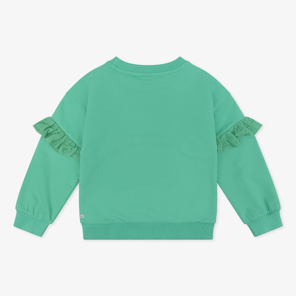 Organic Oversized Sweater Ruffle Darlin | Green Sea