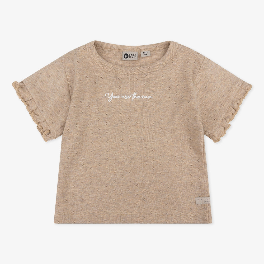 Organic T-shirt Shortsleeve Pointelle | Sand Melange