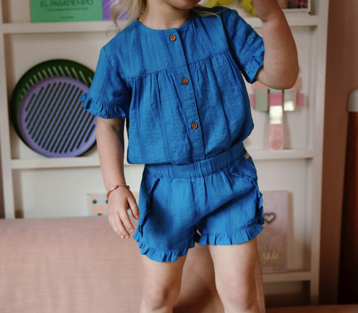 Ruffle Shirt | Dusty Royal Blue